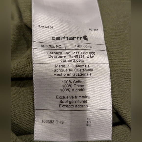 Carhartt Money Green Sage Long Sleeve Pocket Tee With Back Logo Size XL - Picture 8 of 16